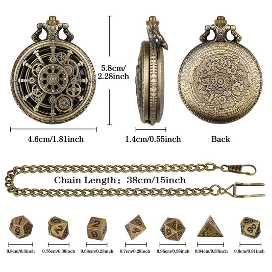 Steampunk Punk Gear Dice Set - Antique Metal Finish With Intricate Gear Details, Premium Zinc Alloy DND Dice For Tabletop RPG & Board Games, Collectible Punk-Themed Gaming Accessory