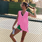 Deep V-neck Slit Pocket Vest
