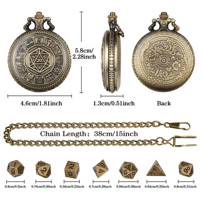 Creative Retro Metal Center Dice Set, Steampunk Pocket Case, Equipped With 7 Mini DND Game Polyhedral Metal Dice, Enhancing RPG Gaming Experience, Providing Collectible Gifts For Board Game Players