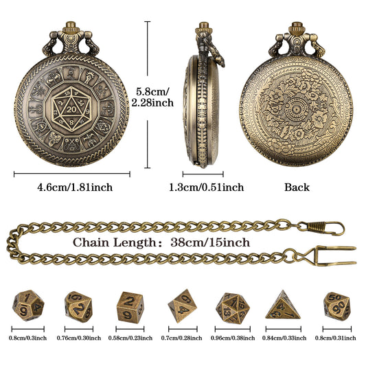 Creative Retro Metal Center Dice Set, Steampunk Pocket Case, Equipped With 7 Mini DND Game Polyhedral Metal Dice, Enhancing RPG Gaming Experience, Providing Collectible Gifts For Board Game Players