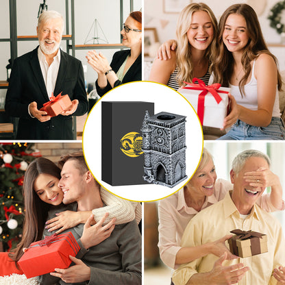 D20 Castle Resin Dice Tower Gift Box Set , Exquisite Medieval , Inspired Design, Ideal For Tabletop RPG Enthusiasts. Perfect For Adding A Touch Of Fantasy To D&D And Other Role - Playing Games.