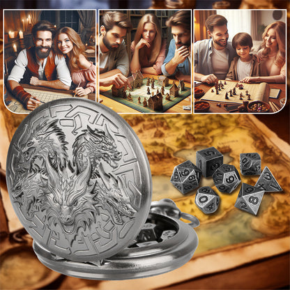 Retro Creative Pocket Watch Shaped Tabletop Game Dice Set -7PCS Metal Polyhedral Dice, Steampunk Style Portable DND Dice Set, Exquisite Metal Craftsmanship, Adding Unique Charm To Tabletop Games
