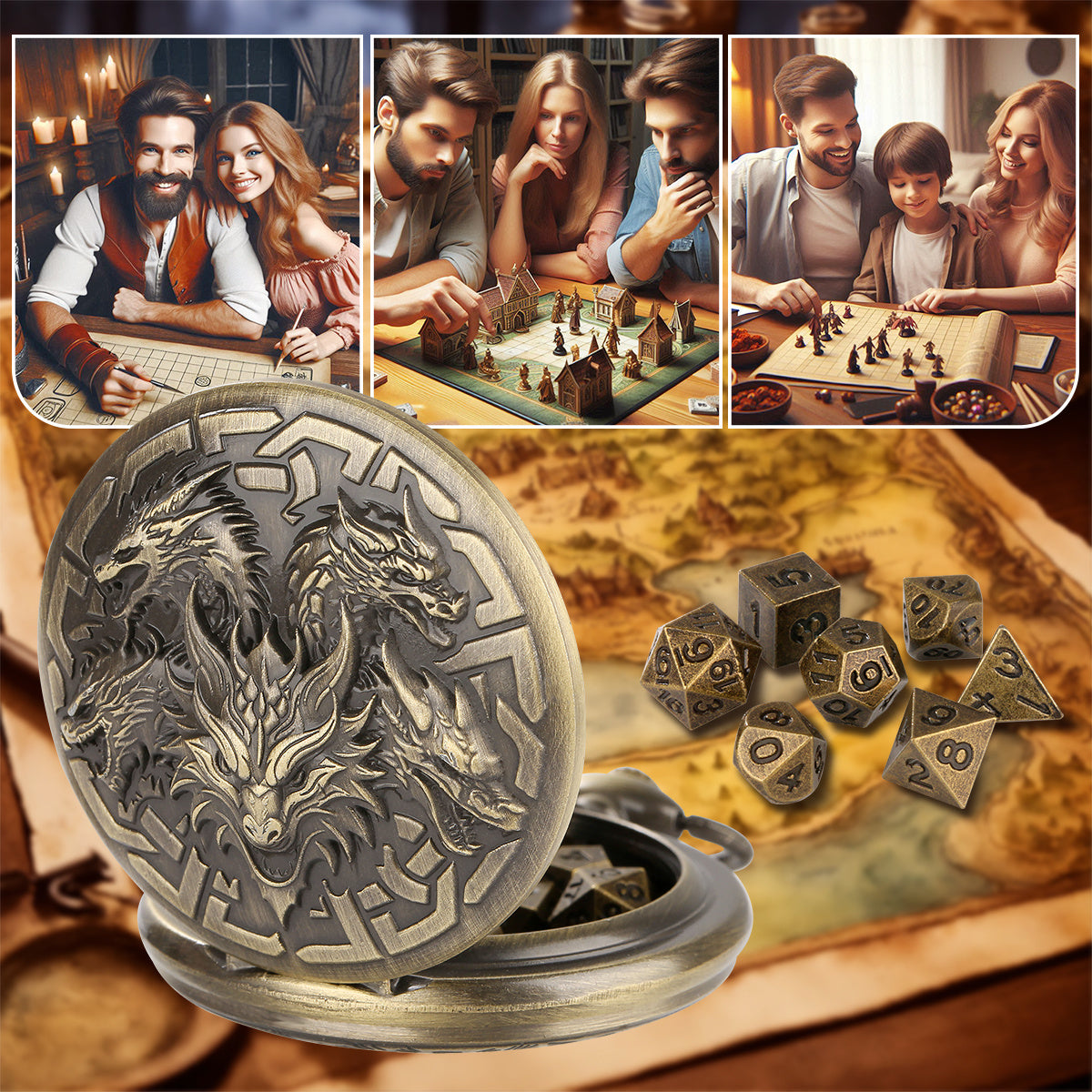 Retro Creative Pocket Watch Shaped Tabletop Game Dice Set -7PCS Metal Polyhedral Dice, Steampunk Style Portable DND Dice Set, Exquisite Metal Craftsmanship, Adding Unique Charm To Tabletop Games