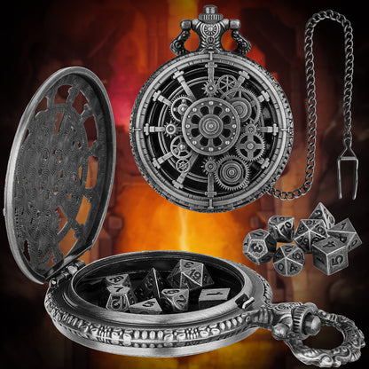 Steampunk Punk Gear Dice Set - Antique Metal Finish With Intricate Gear Details, Premium Zinc Alloy DND Dice For Tabletop RPG & Board Games, Collectible Punk-Themed Gaming Accessory