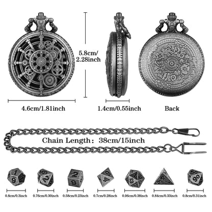 Steampunk Punk Gear Dice Set - Antique Metal Finish With Intricate Gear Details, Premium Zinc Alloy DND Dice For Tabletop RPG & Board Games, Collectible Punk-Themed Gaming Accessory