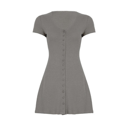 French Romantic Girl Style Base Breasted Knitted Dress