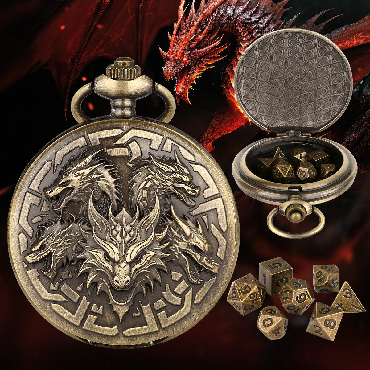 Retro Creative Pocket Watch Shaped Tabletop Game Dice Set -7PCS Metal Polyhedral Dice, Steampunk Style Portable DND Dice Set, Exquisite Metal Craftsmanship, Adding Unique Charm To Tabletop Games