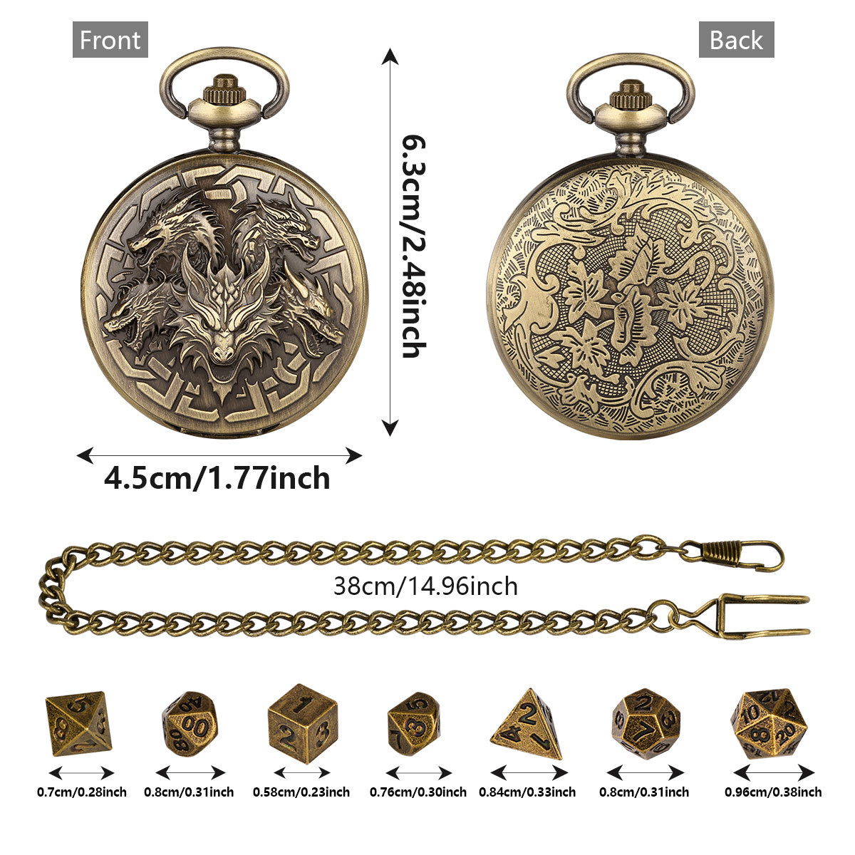 Retro Creative Pocket Watch Shaped Tabletop Game Dice Set -7PCS Metal Polyhedral Dice, Steampunk Style Portable DND Dice Set, Exquisite Metal Craftsmanship, Adding Unique Charm To Tabletop Games
