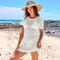 Knitted Short Sleeve Cutout Blouse Women's Swimming Vacation