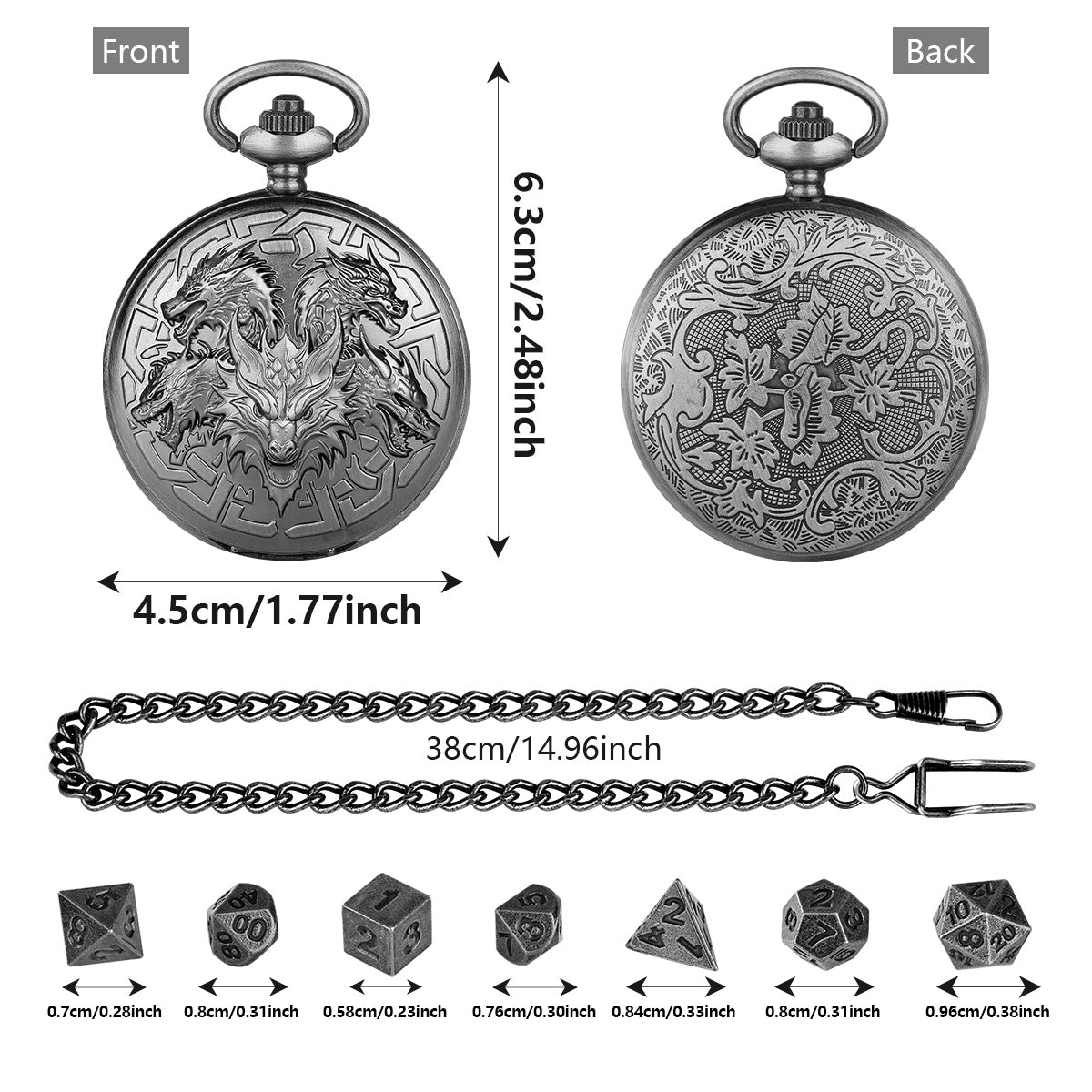 Retro Creative Pocket Watch Shaped Tabletop Game Dice Set -7PCS Metal Polyhedral Dice, Steampunk Style Portable DND Dice Set, Exquisite Metal Craftsmanship, Adding Unique Charm To Tabletop Games