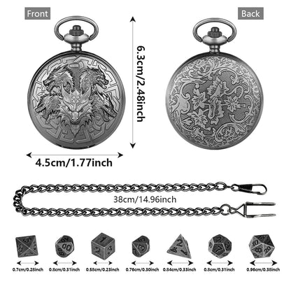 Retro Creative Pocket Watch Shaped Tabletop Game Dice Set -7PCS Metal Polyhedral Dice, Steampunk Style Portable DND Dice Set, Exquisite Metal Craftsmanship, Adding Unique Charm To Tabletop Games