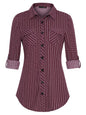 Plaid Pouch Button Cuff Comfort And Casual Printed Women's Shirt