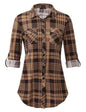 Plaid Pouch Button Cuff Comfort And Casual Printed Women's Shirt