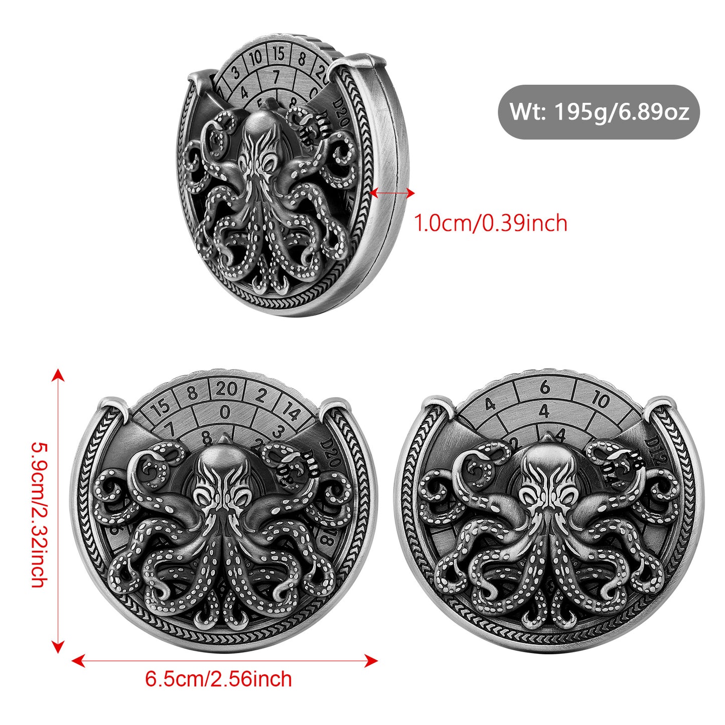 Vintage Kesulu Style, Super Refined Metal Octopus Dice Turntable Gift Box, Immersive Board Game Experience, D20 Random Surprise, Necessary Props For D&D Team